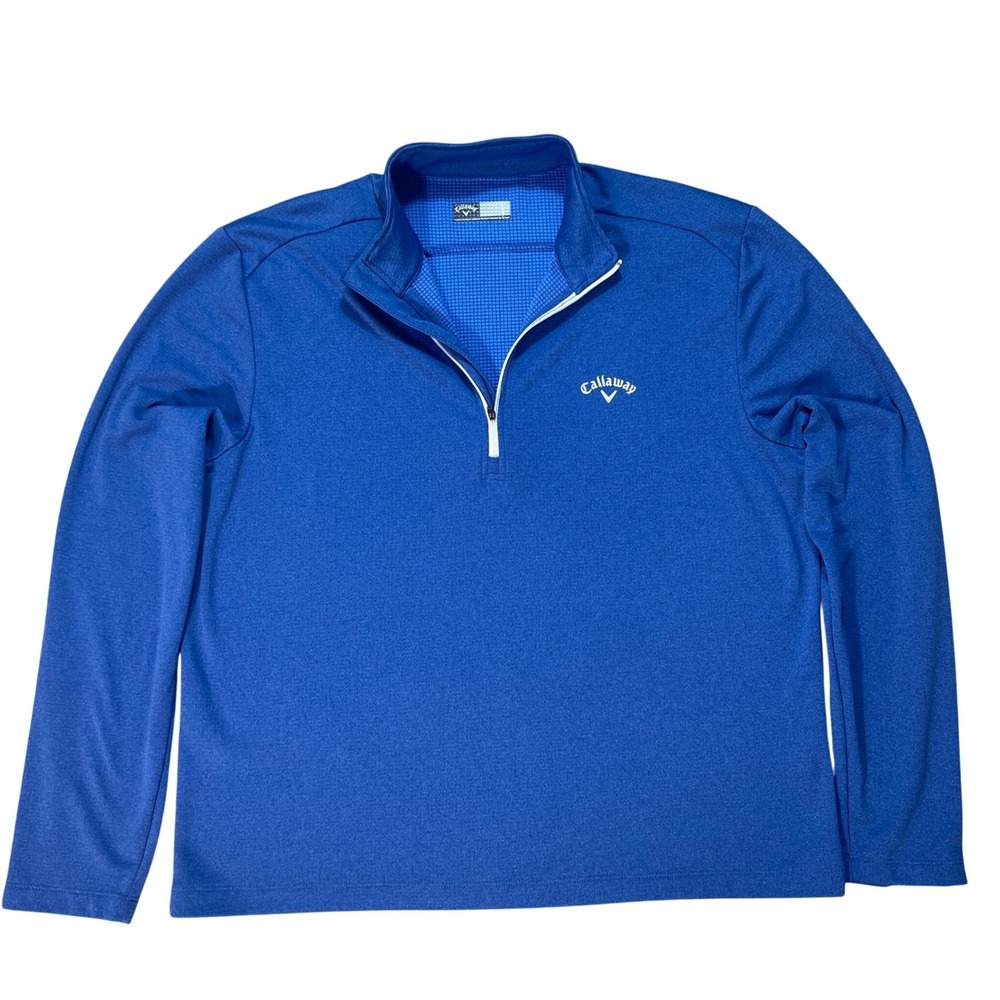 Callaway Mens‎ Blue Long Sleeve Quarter Zip Golf Pullover Sweatshirt Large L